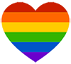 A rainbow heart icon on a black background.
